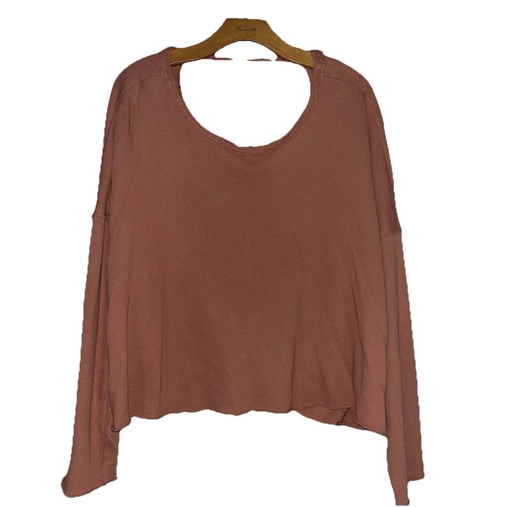 Aerie Twist Open Back Relaxed Fit Semi Cropped Sweatshirt, SZ S Burnt Orange